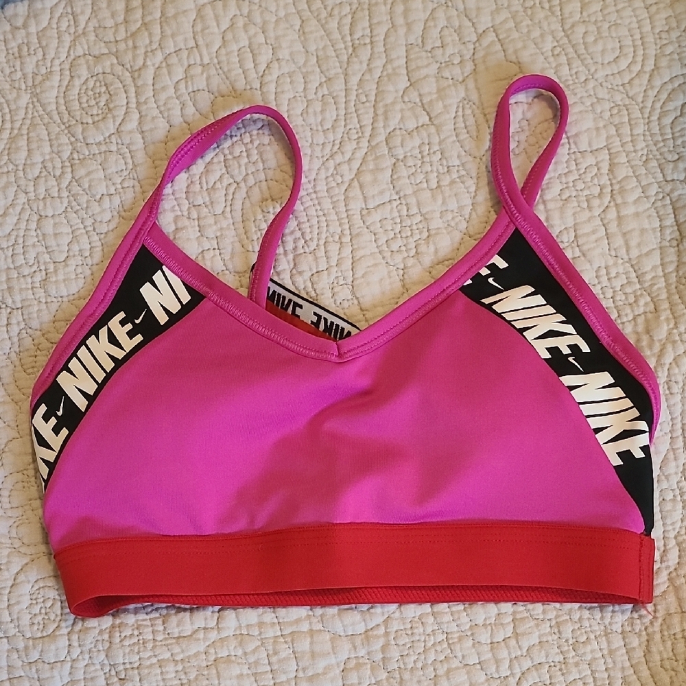 Nike Pink and Red Sports Bra